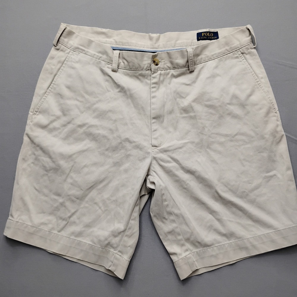 Polo Ralph Lauren Classic Fit 9in Chino Shorts Khaki Tan Cotton Twill Mens 38